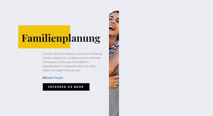 Familienplanung Landing Page