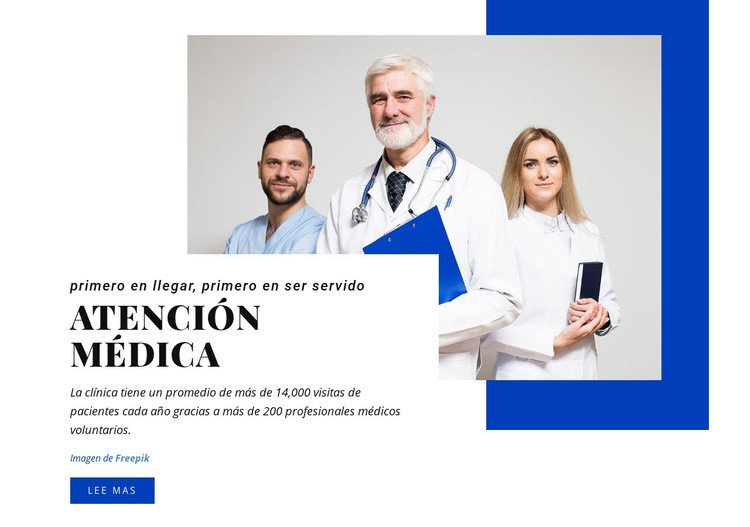 Las funciones de la atención médica Maqueta de sitio web