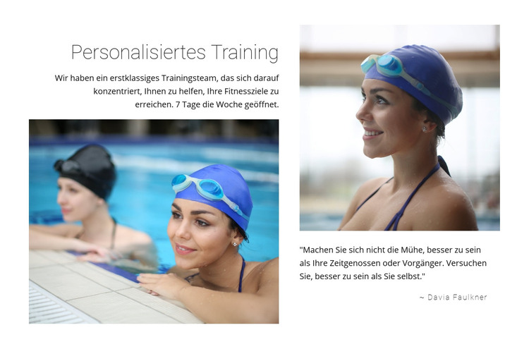 Persönliches Schwimmtraining HTML-Vorlage