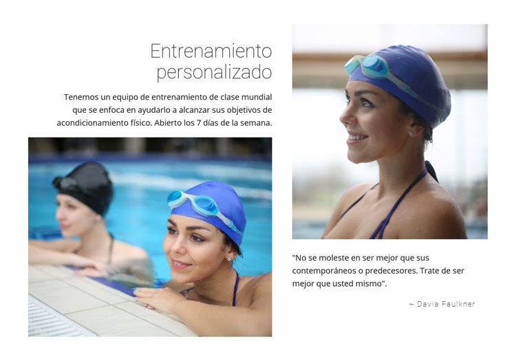 Entrenamiento de natación personal Maqueta de sitio web