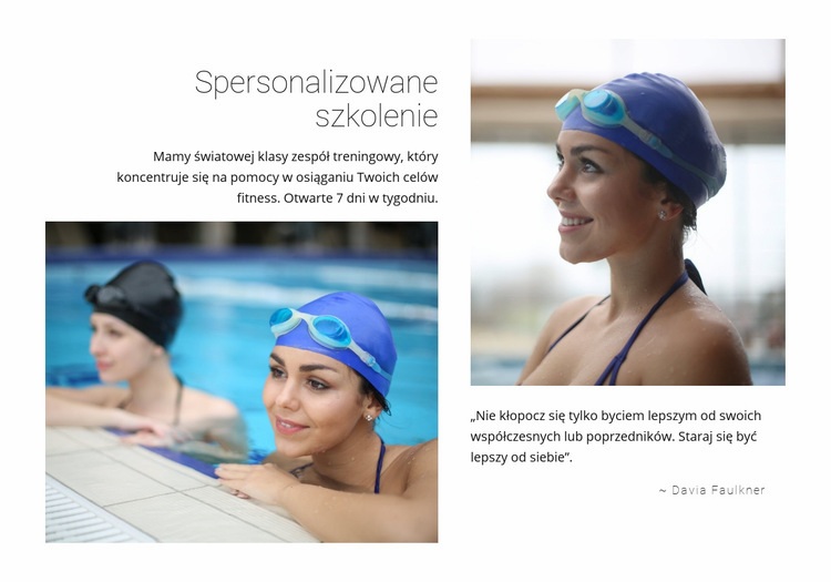 Indywidualny trening pływacki Makieta strony internetowej