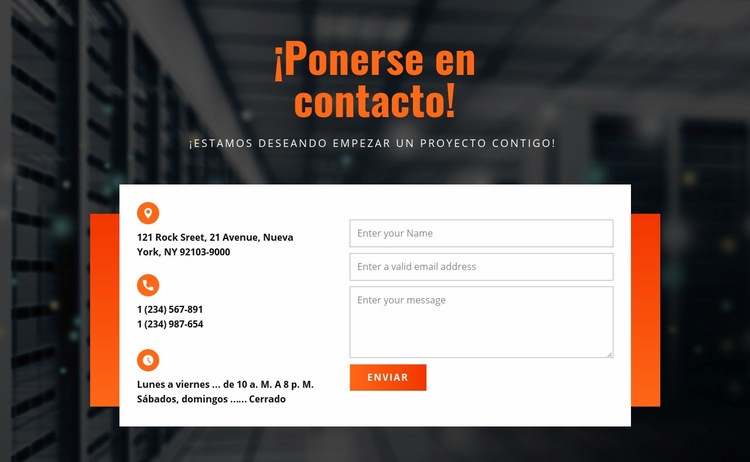 Ponerse en contacto Plantillas de creación de sitios web