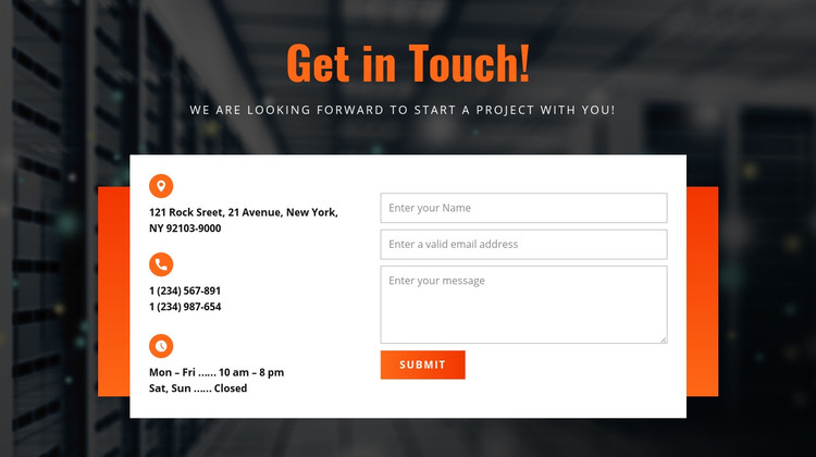 Get in Touch Homepage Design