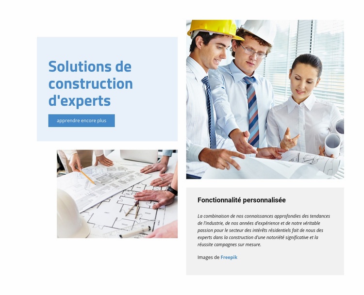 Solutions de construction d'experts Maquette de site Web