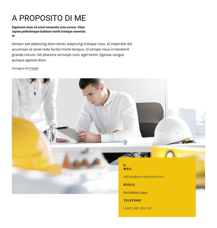 Profilo professionale dell'architetto Mockup del sito web