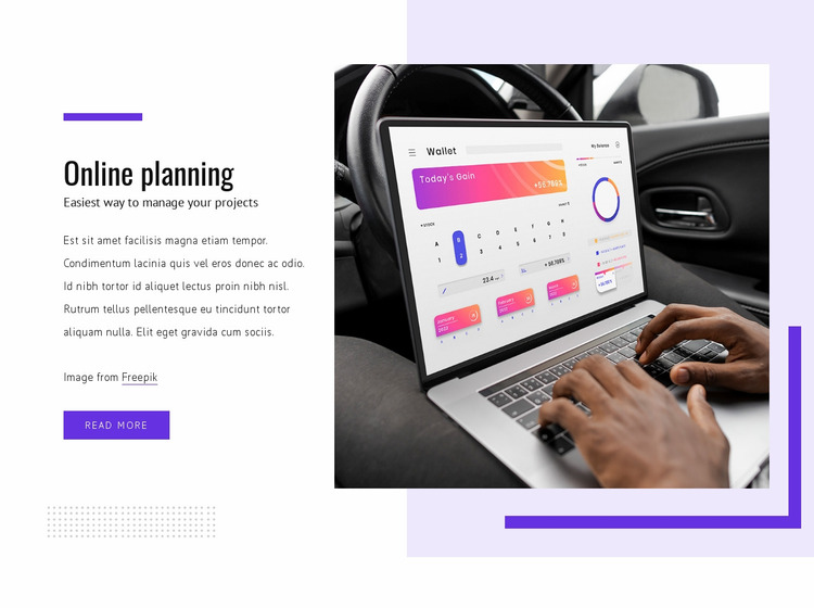Online planning application Website Mockup