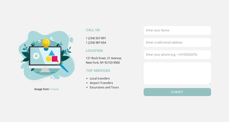 Contact form and addresses CSS Template