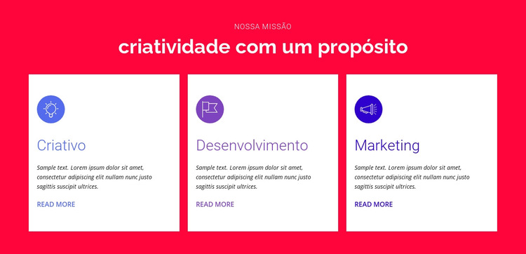 Criatividade com um propósito Modelo de site