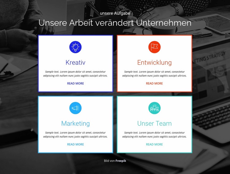 Unsere Arbeit verändert Ihr Geschäft Website-Modell