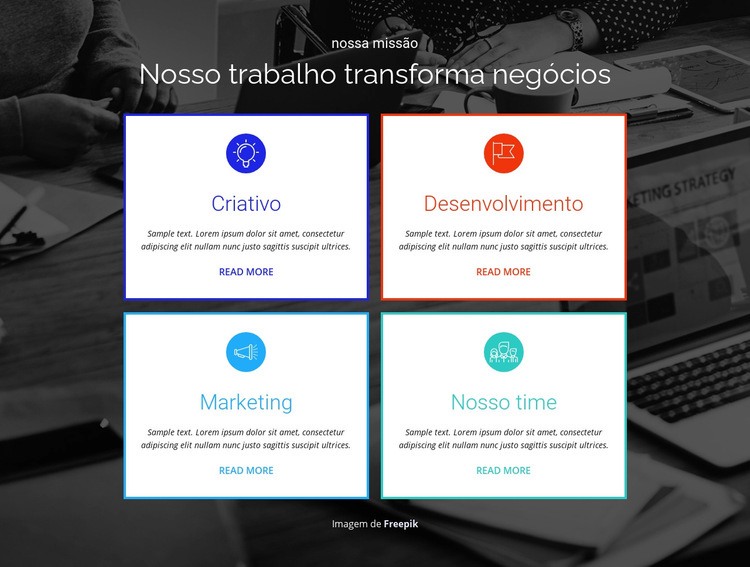 Nosso trabalho transforma seu negócio Construtor de sites HTML