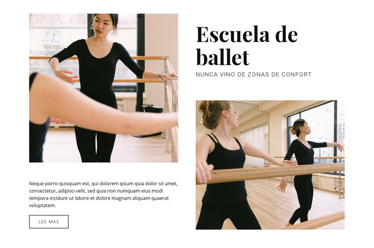 Escuela de ballet Maqueta de sitio web