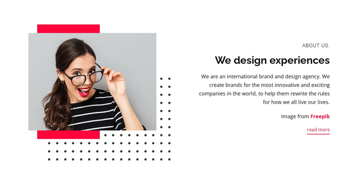 We Design Experiences One Page Template