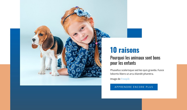 Animaux et enfants Modèle de site Web