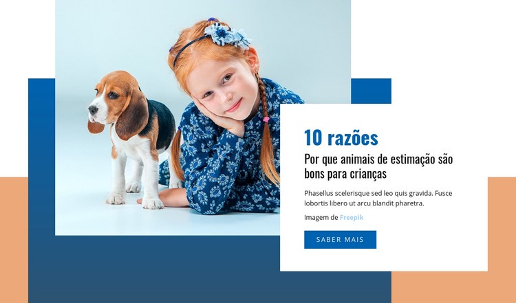 Animais de estimação e crianças Design do site
