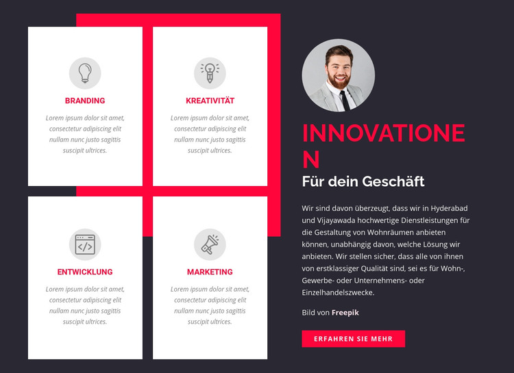 Innovationen für Ihr Unternehmen HTML-Vorlage