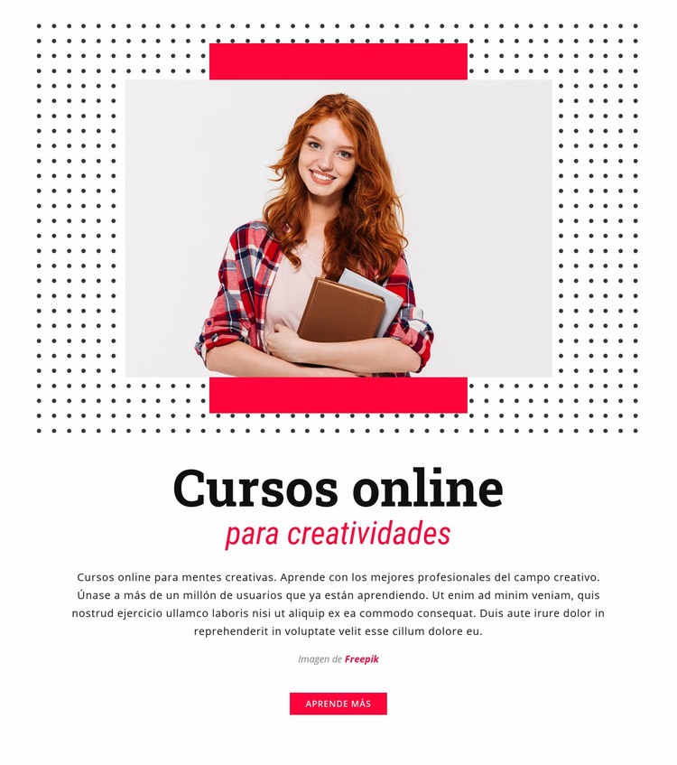 Cursos online para creativos Maqueta de sitio web