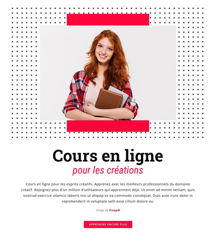 Cours en ligne pour les créatifs Créateur de site Web HTML