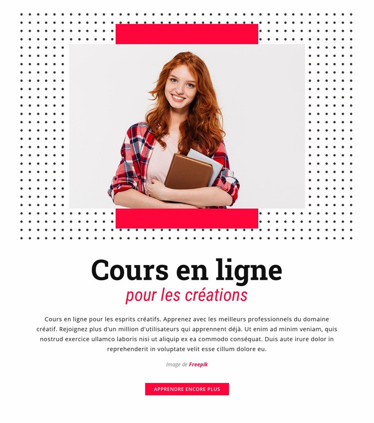 Cours en ligne pour les créatifs Maquette de site Web