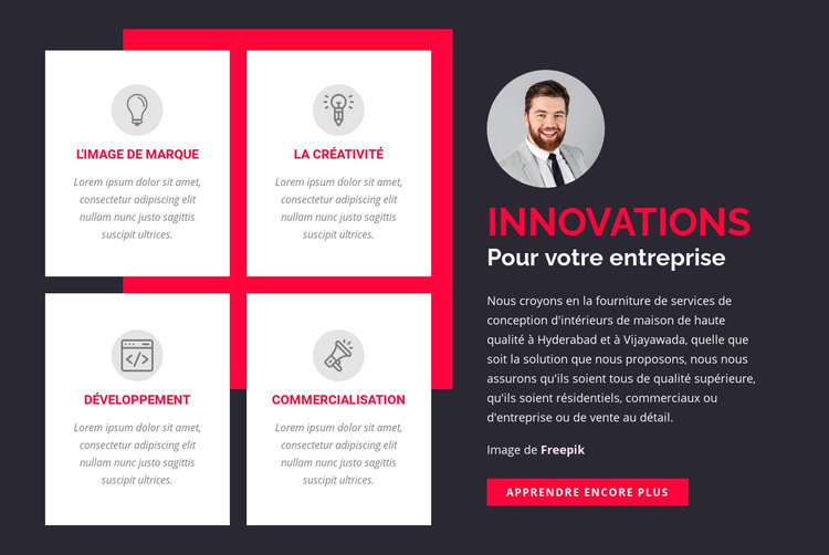 Innovations pour votre entreprise Modèle HTML