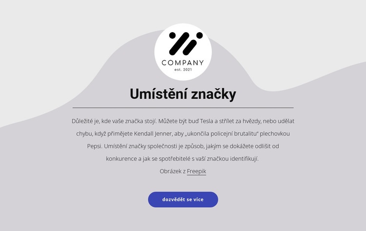 Umístění značky Šablona HTML