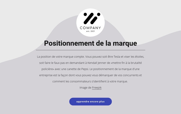 Positionnement de la marque Page de destination