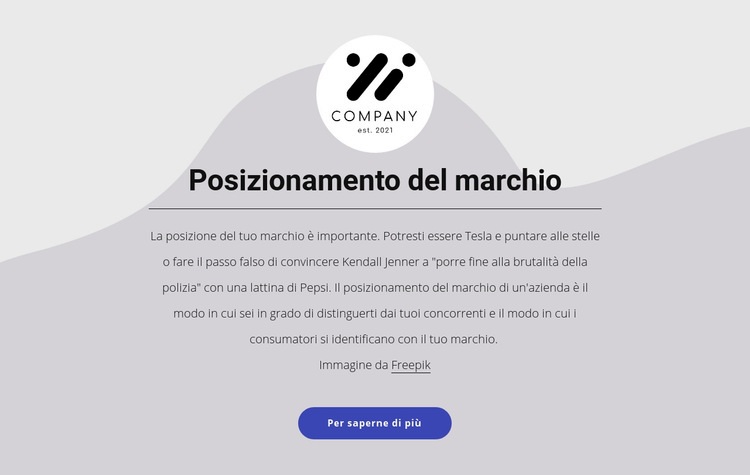 Posizionamento del marchio Costruttore di siti web HTML