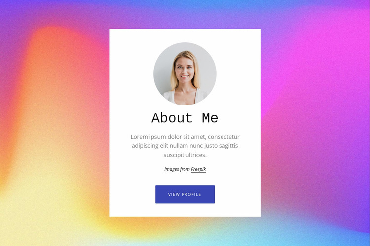 About me text on gradient Website Mockup