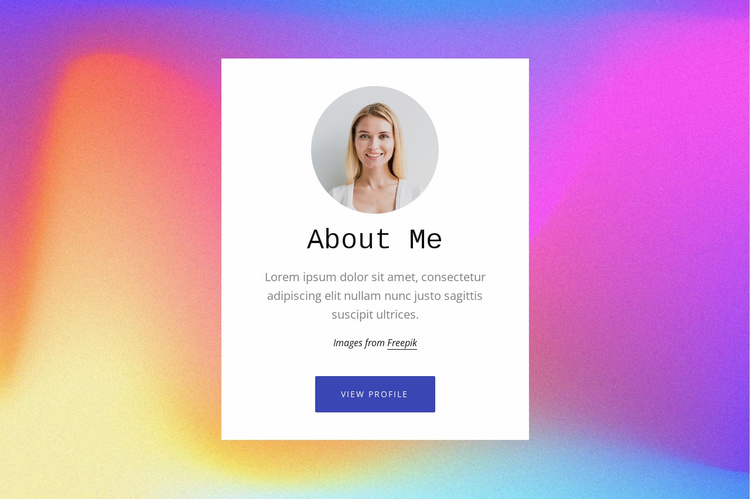 About me text on gradient Landing Page