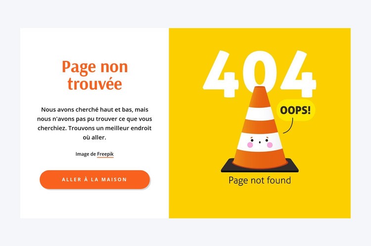 Oups, page 404 introuvable Modèle HTML5