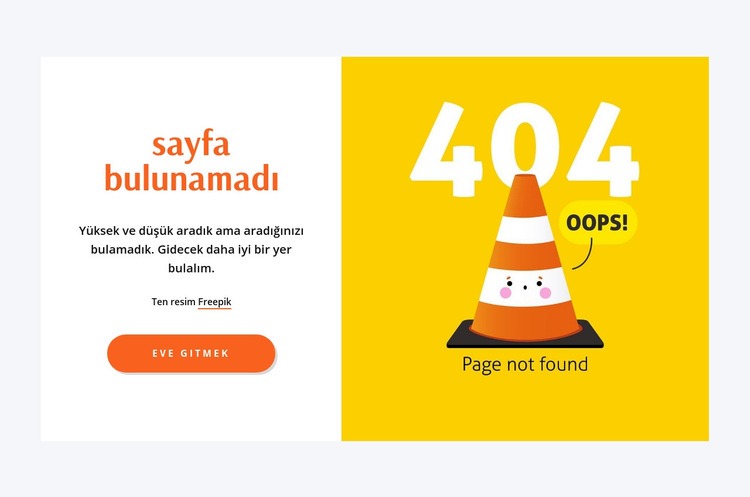 Hata, 404 sayfa bulunamadı Açılış sayfası