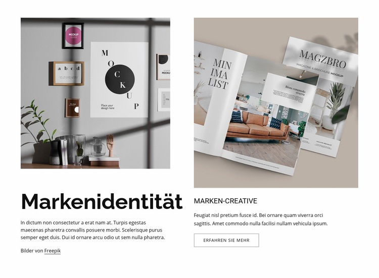 Kreative Richtung Landing Page