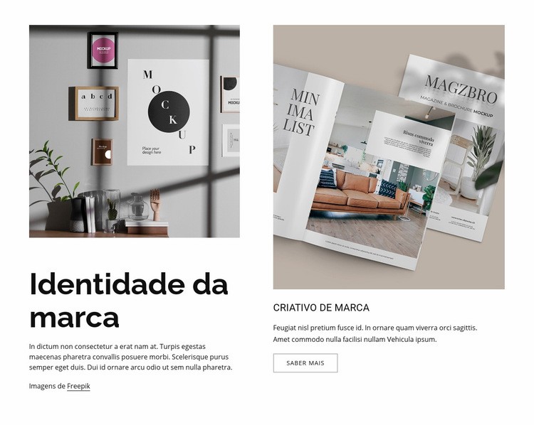 Direção criativa Design do site