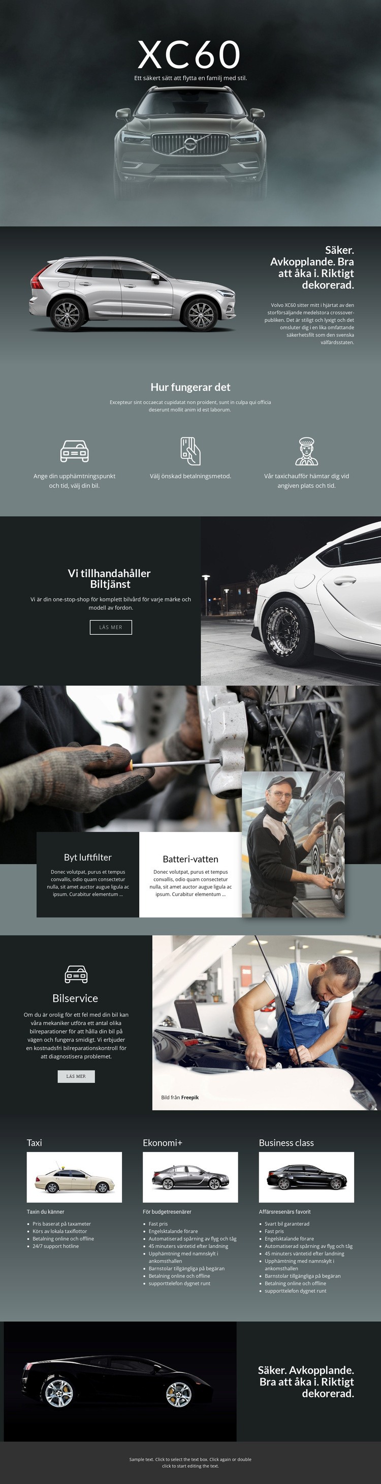 Volvo XC60 terrängbil Webbplats mall