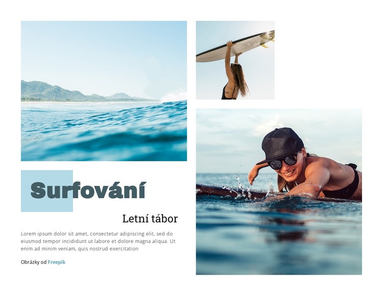 Letní tábor pro surfování Šablona webové stránky