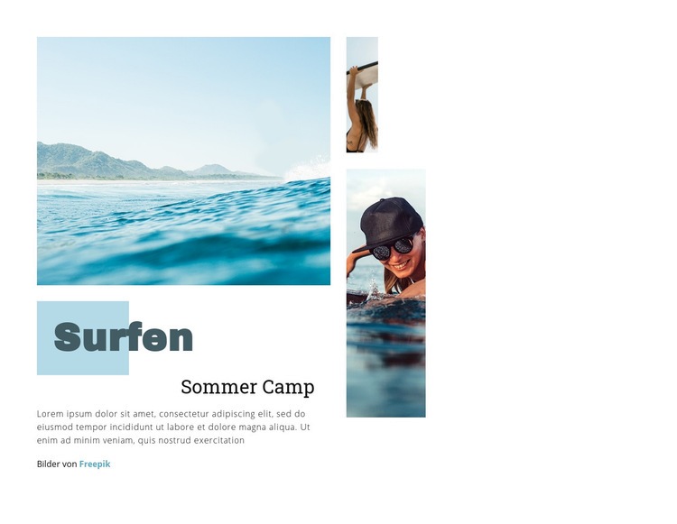Surfing Sommercamp Eine Seitenvorlage