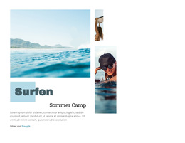 Benutzerdefinierte Schriftarten, Farben Und Grafiken Für Surfing Sommercamp