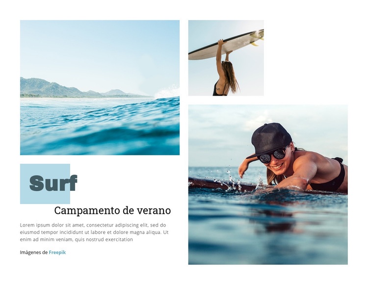 Campamento de verano de surf Plantillas de creación de sitios web