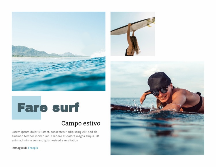 Campo estivo di surf Modelli di Website Builder