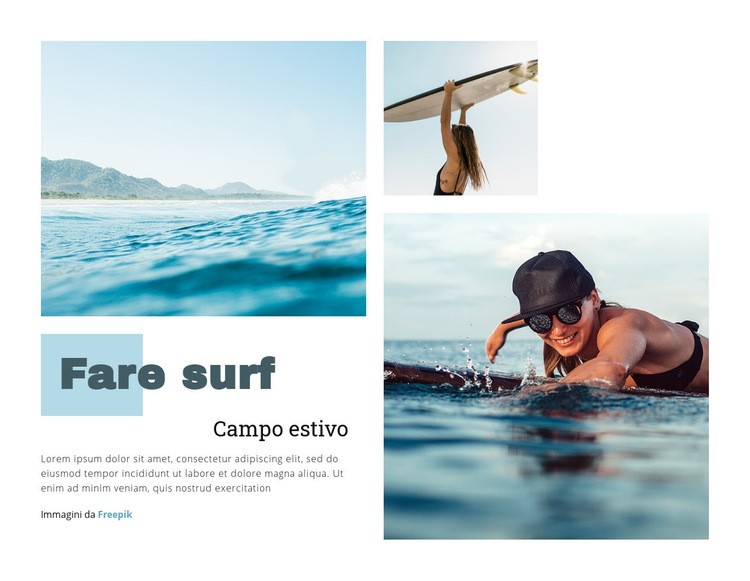 Campo estivo di surf Progettazione di siti web