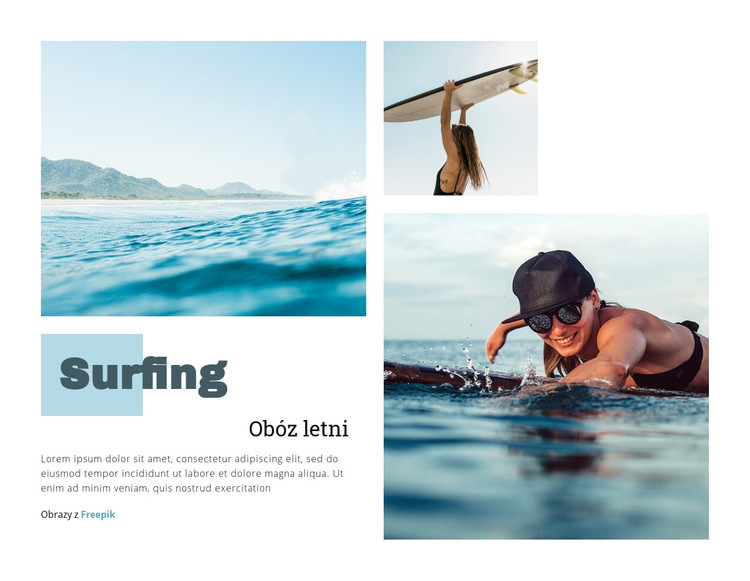 Letni obóz surfingowy Szablon witryny sieci Web