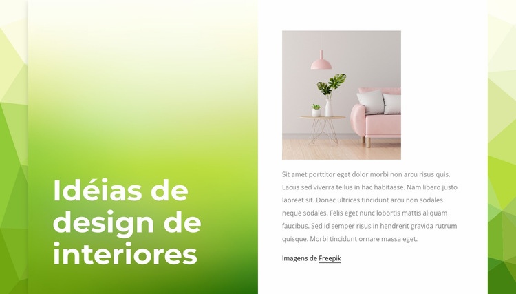 Ideias criativas para design de interiores Maquete do site