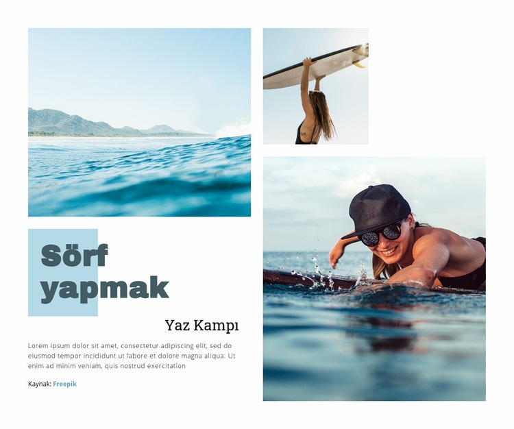 Sörf Yaz Kampı Açılış sayfası