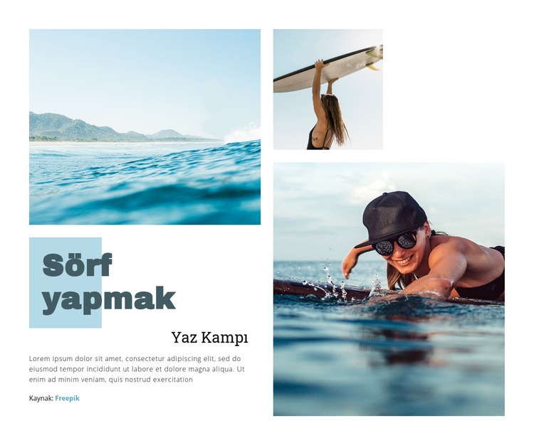 Sörf Yaz Kampı Bir Sayfa Şablonu