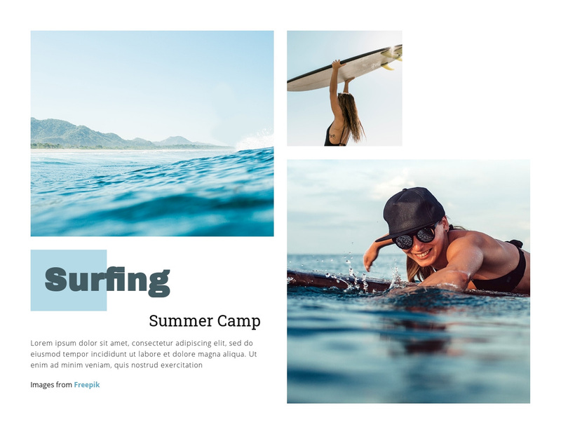 Surfing Summer Camp Web Page Design