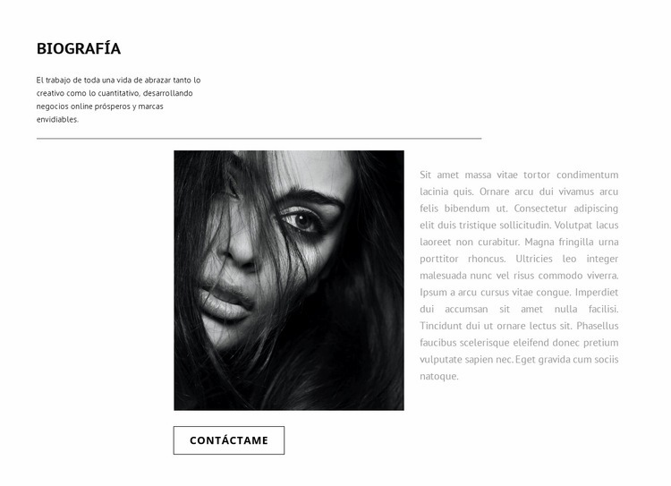 Biografía del diseñador gráfico Maqueta de sitio web