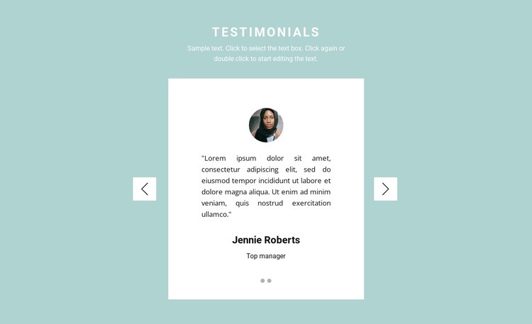 Two reviews in a slider Squarespace Template Alternative