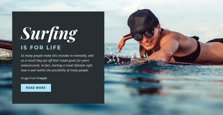 A szörfözés az életé Html Weboldal készítő