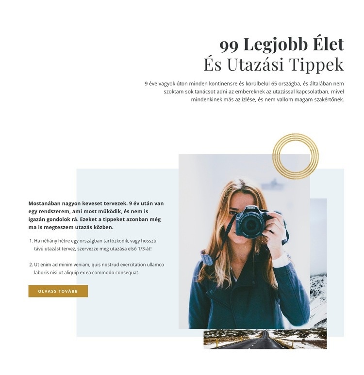 99 utazási tipp Weboldal tervezés