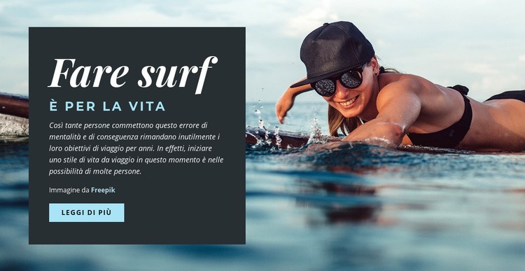 Il surf è per la vita Mockup del sito web