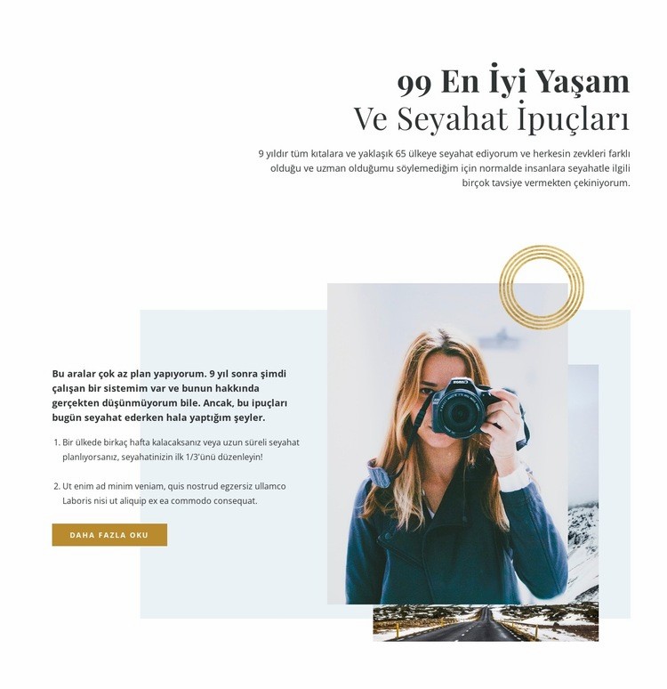 99 seyahat ipucu HTML5 Şablonu